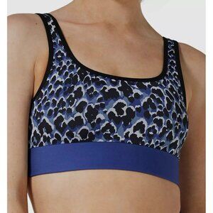 Cor by Ultracor Size Medium Blue Leopard Star Fest Scoop Neck Sports Bra NEW